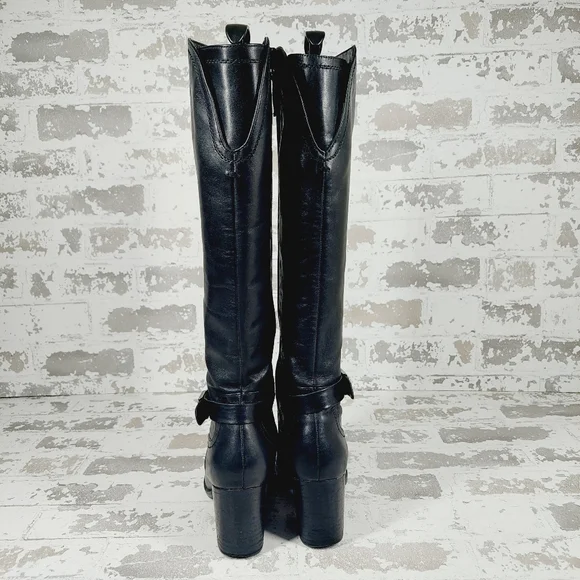 Franco Sarto Alexa Black Leather Zip Up Block Heel Tall Knee High Boots … - Picture 8 of 14